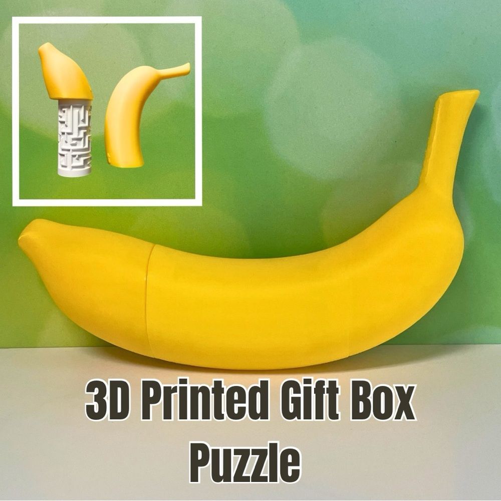 3D Printed Banana Maze Gift Box – Money & Treat Puzzle – Life-Size